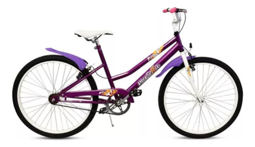 Bicicleta Infantil Nena Musetta Fantasy Rodado 24 Freno V-brakes Color Violeta Con Pie De Apoyo