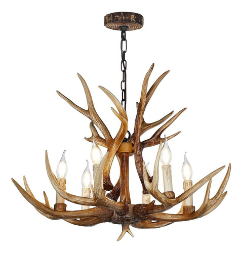 Antler Chandelier 6 Light Vintage Style Resina 28 Pulga...