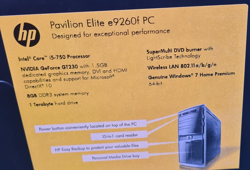 Desktop Hp Pavilion Elite I5 8gb 1t Hdd