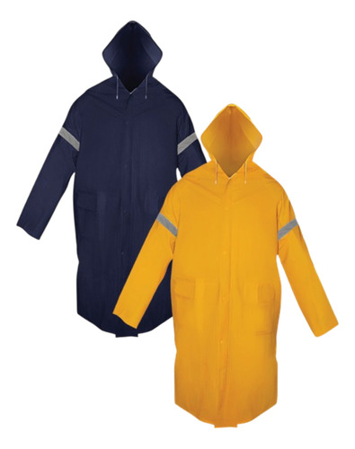 Impermeable Tipo Gabardina Calibre 0.35 Mm Con Reflejante Amarillo G