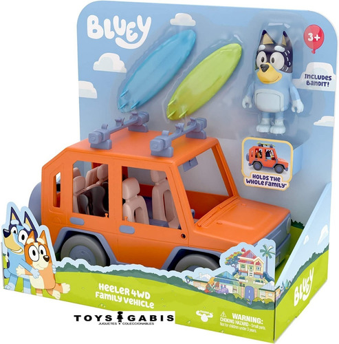 Bluey Vehículo Familiar 4wd, Con 1 Figura Y 2 Tablas De Surf