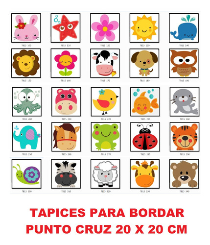 Kit Bordado Niñas - Tapiz Lanas + Aguja Cañamazo Costura