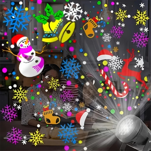 Decoración Navidad Mini Proyector Santa Claus Muñeco Nieve