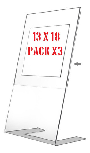 Exhibidor 13x18 Pack X3 Porta Menu Precio Acrílico V.crespo