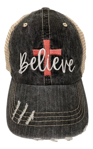 Believe Christian Cross Gorra Béisbol Vintage Mujer