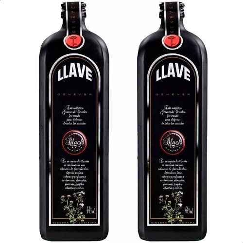 Gin Llave Label Black Botella Caja X2 - 01almacen