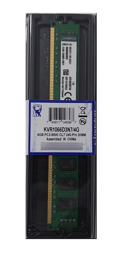 Kingston Memoria Ram Ddr3 4gb 8500/1066 Mhz Pc