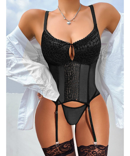 Avidlove Conjunto De Lencería Con Liguero, Corsé De Encaje,