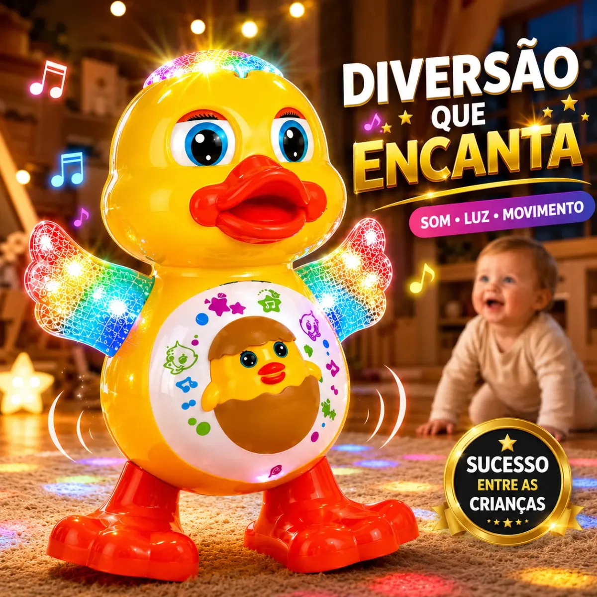 Patinho Dançarino Musical Interativo Para Bebês e Crianças Tech Gift