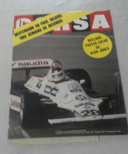 Revista Corsa Parabrisas. Num. 758. 1980. Poster Alan Jones