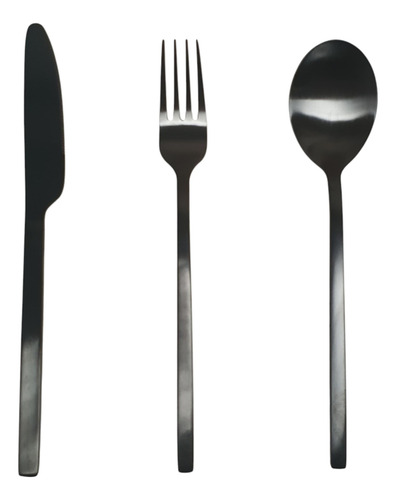 Set 3 Cubiertos Negros Acero Inoxidable Diseño Moderno Deco Negro