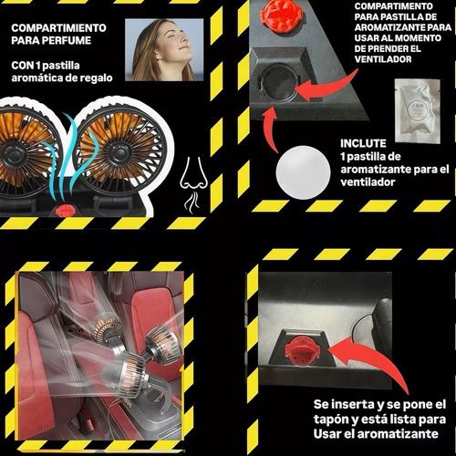 360 Grados Triple Ventilador Para Auto Carro Coche 12-24v