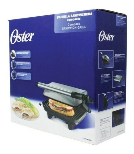 Imagen 5 de 5 de Sandwichera Parrilla Panini Oster Acero Inoxidable 2880-013