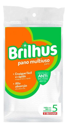 Kit 50 Panos De Limpeza Multiuso Almofada Branco Brilhus