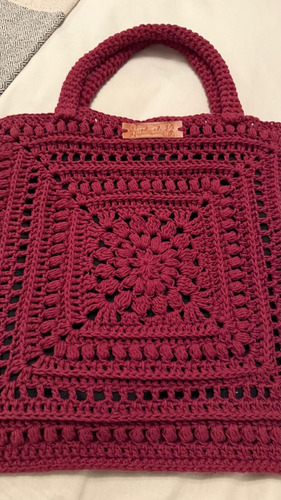 Bolso Artesanal Bolsa Cartera De Hombro Tejido Al Crochet Bordó