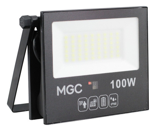 Kit 5x Refletor Solar Led Holofote Luz 100w Placa Acoplada Carcaça Preto Luz Branco-frio 127/220v