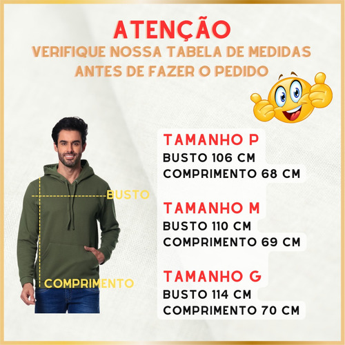 Blusa Masculina Moletom Casaco Blusão Canguru Com Nf