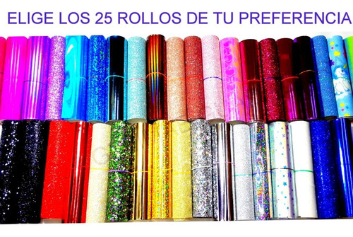 Imagen 1 de 10 de 23 Rollos Vinil Moños Glitter, Espejo, Escarchado+2 Regalo