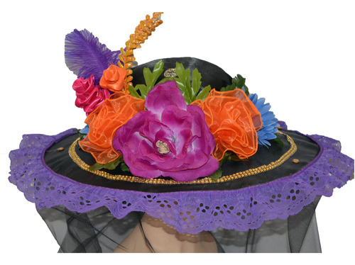 Sombrero Catrina D Dia Muertos Halloween Disfraz Negro