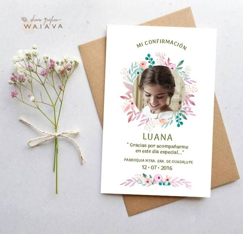 Imagen 6 de 10 de Estampas Confirmación Tarjetas Nenas Con Foto X 3u