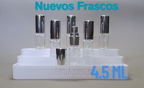 Vaporizador Vidrio Decant Muestra Perfume Frasco 5 Ml X10 Plateado