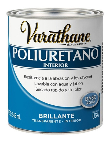 Barniz Poliuretano Interior Brillante Varathane 946 Cc