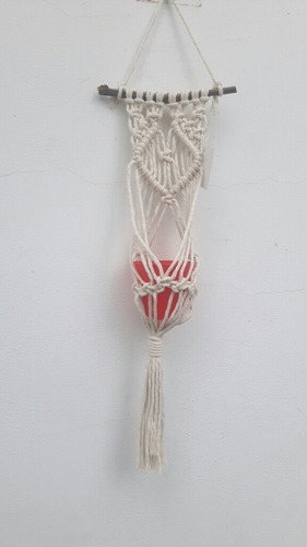 Tapiz Portamaceta Artesanal De Hilo + Maceta N8. Macramé