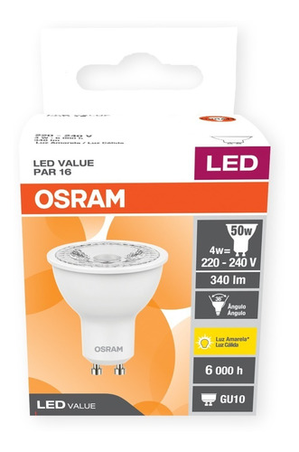 Imagen 3 de 5 de Pack 10 Lámparas Led Osram Dicro 4w=50w 3000k Gu10 Por E631