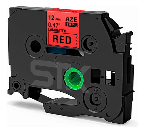 Cinta Tze-431 Alternativa 12mmx8m Roja Letras Negras