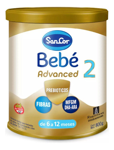 Leche En Polvo Sancor Bebe Advanced Etapa 2 Lata X 800 G