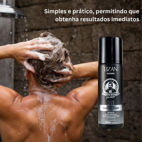 Lizan Classic Shampoo Escurecedor 3x1 300ml Reduz Fio Branco