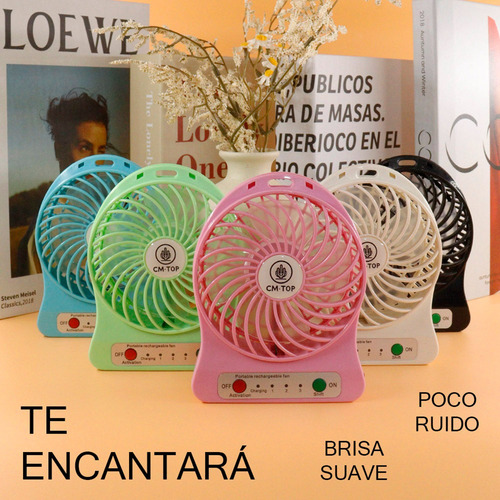 Mini Ventilador Recargableusb De Escritorio De 3 Velocidades 10 Cm 60hz Rosa Transparentes Plástico 3