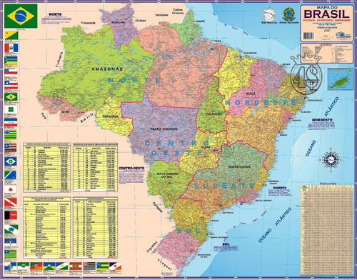 Mapa Brasil Moldura Banner Laminado Gigante 120x90cm