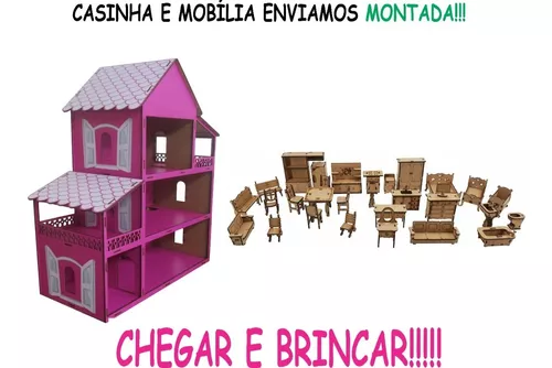 Casinha Boneca Barbie 30 Móveis Tudo Montado Chegar Brincar! em