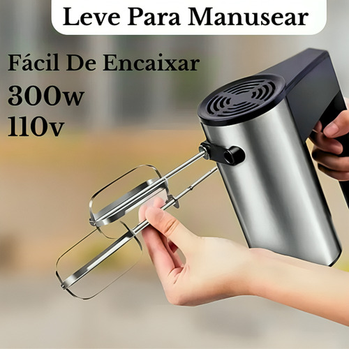 Batedeira De Mão Portátil Elétrica Inox Uso Doméstico 110v
