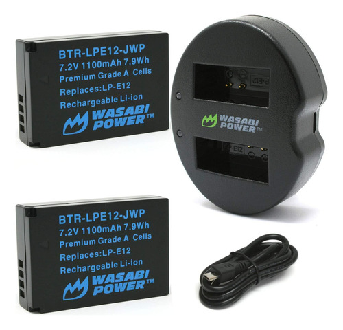 Wasabi Power Lp-e12 - Bateria  2 Unidades  Y Cargador Usb D