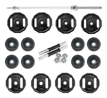 Comprar Kit\u002Fset De Pesas 100 Lb 50k Discos+barra Recta Y Mancuernas
