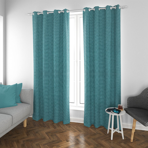 Set De Cortinas Blackout 2 Paños De 140 X 220 Cm Turquesa