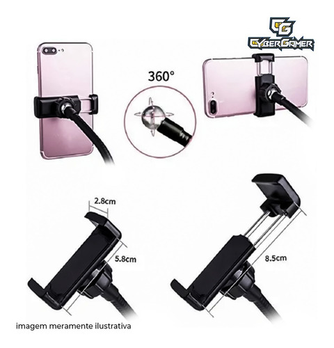 Imagem 3 de 6 de Ring Light Triplo Mesa C/ Suporte Celular Mic 3 Tons Leds