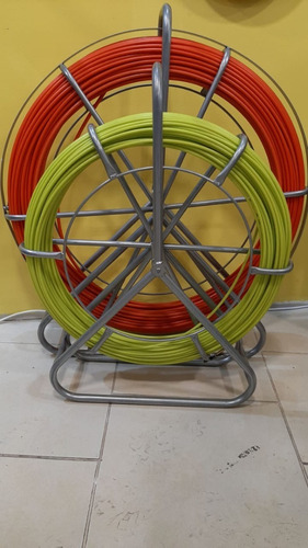 Laucha Fibra Verdosa Pasa Cable 6x100mts Con Carro  Pequeño