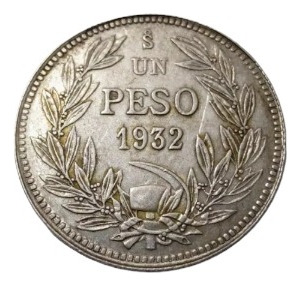Moneda Chile 1 Peso 1932 Plata 0.4 (x1504