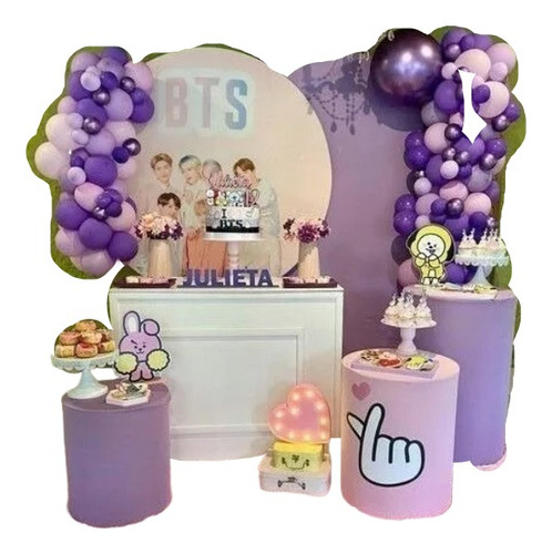 Decoracion Globos  Morado Rosado Bts Pop Coreano Kpop