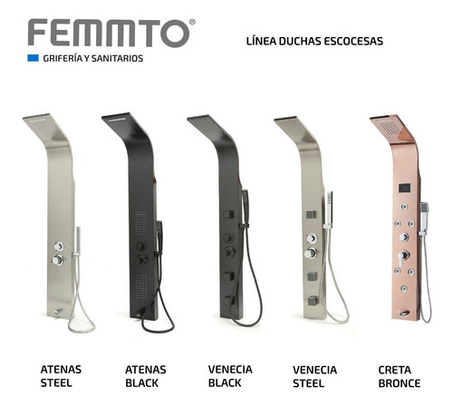 Imagen 6 de 10 de Columna De Ducha Escocesa Hidromasaje 3 Jets Acero Duchador