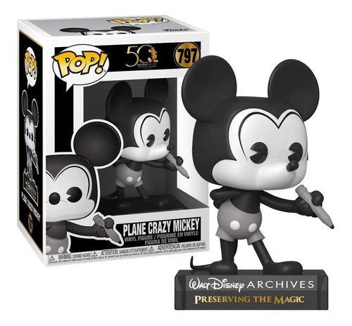 Boneco Funko Pop Plane Crazy Mickey 797 Walt Disney Archives