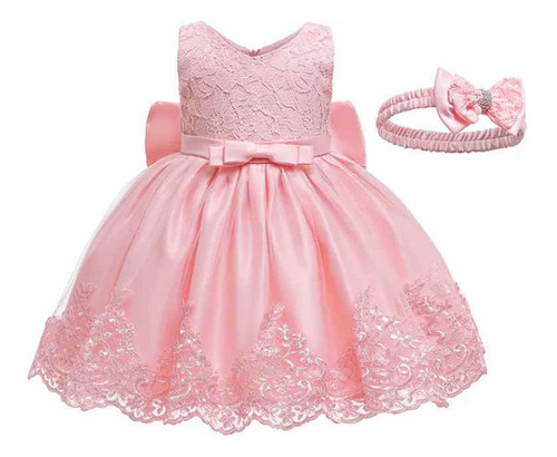 Vestido De Niña Bebé Y Cintillo P/fiestas Cumpleaños Bautizo