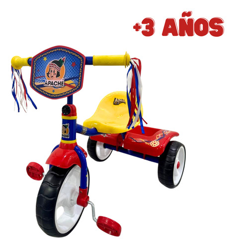 Triciclo Apache Con Cajuela Mod. Apachito Clásico Rojo/azul