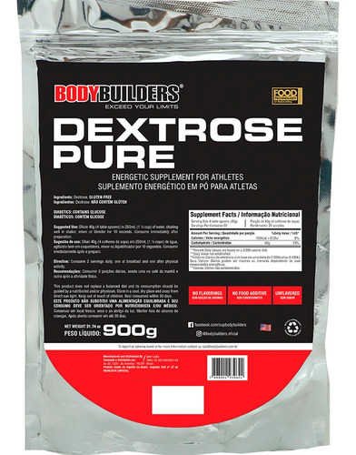 Dextrose Pura 900g Natural - Bodybuilders Full