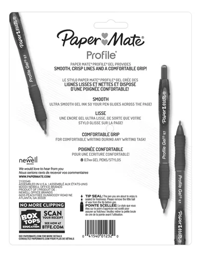 Set 8 Lapiceros De Gel Paper Mate Retráctil 0.7mm Color