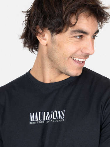 Polera Ml Salty Air Negro Hombre Maui And Sons
