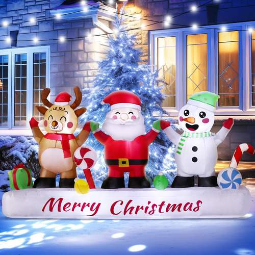 Muñeco De Nieve Inflable 2.4 M Con Luz Led Decoración Navida